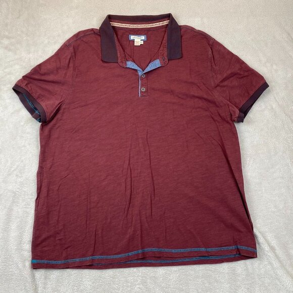 Cabon2Cobalt Mens Polo Shirt XXL Short Sleeve Casual Burgundy Classic Pullover - Picture 7 of 8